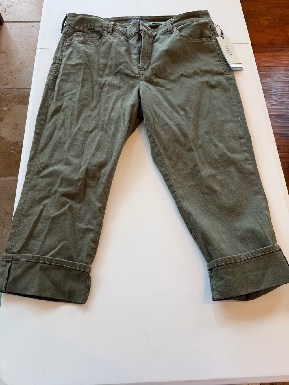 NYDJ Olive Corduroy Cuffed Capri Pants